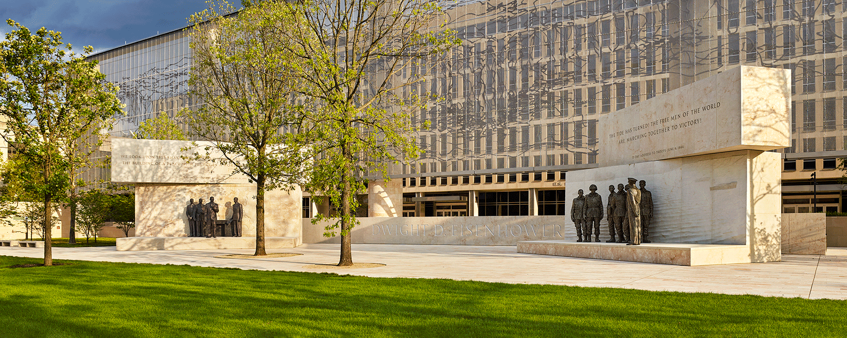 Eisenhower Memorial (Image courtesy of the Eisenhower Memorial Commission; Memorial design by Gehry Partners, LLP; Sculpture by Sergey Eylanbekov; Tapestry by Tomas Osinski)